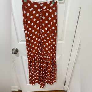 Flynn Skye Maxi Skirt - Rust and White Polka Dots